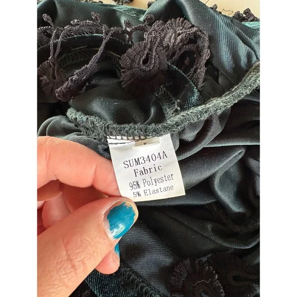 Emerald Green Velvet Star Sequin Ruched Mini Dress Halter Tassel Fringe - Picture 8 of 8